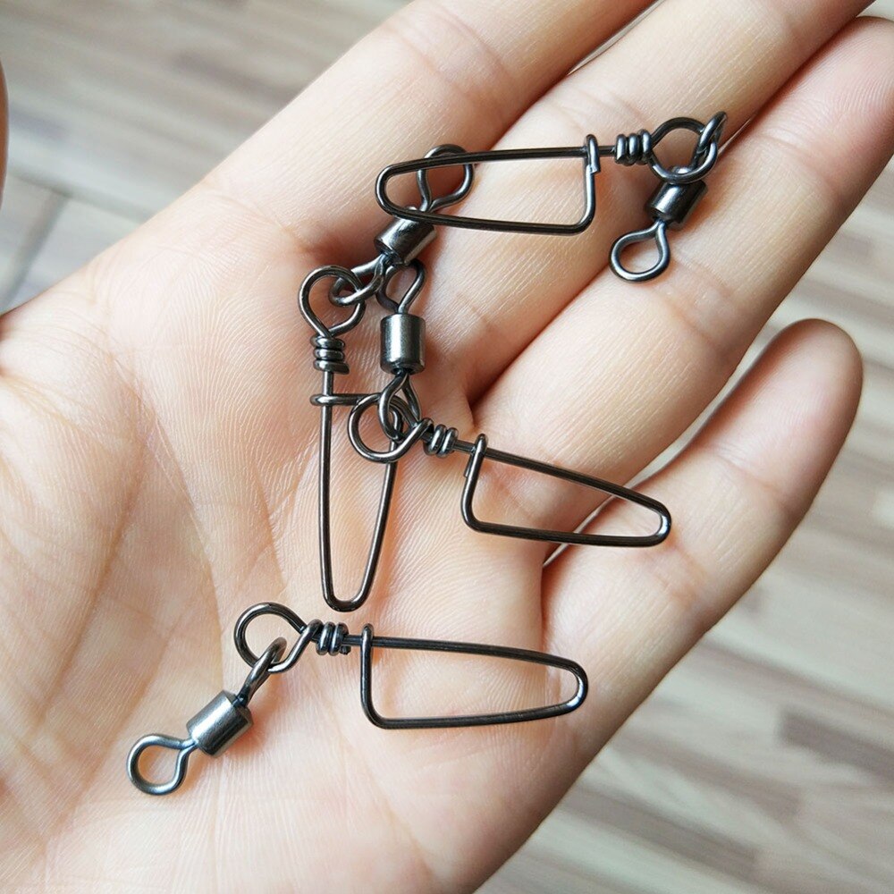 INFOF 100 pieces/lot Rolling swivel with coastlock snap fishing tackle fishing connector Giratorios Pesca Emerillon Peche