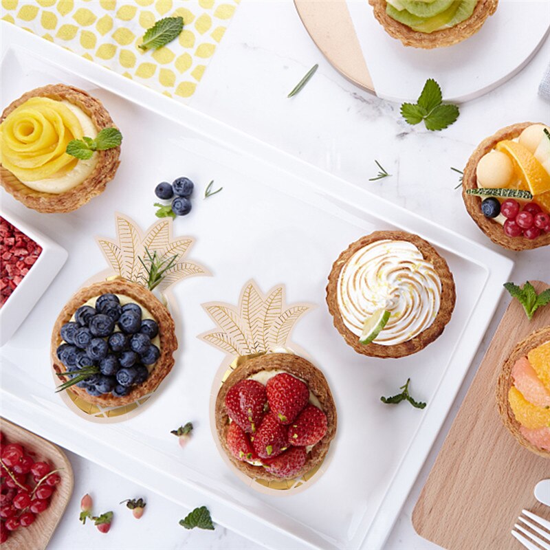 8 stks Gouden Wegwerp Ananas Papieren Borden Goudfolie Ananas eenmalige Platen Wedding Kid's Birthday Party Carnaval levert