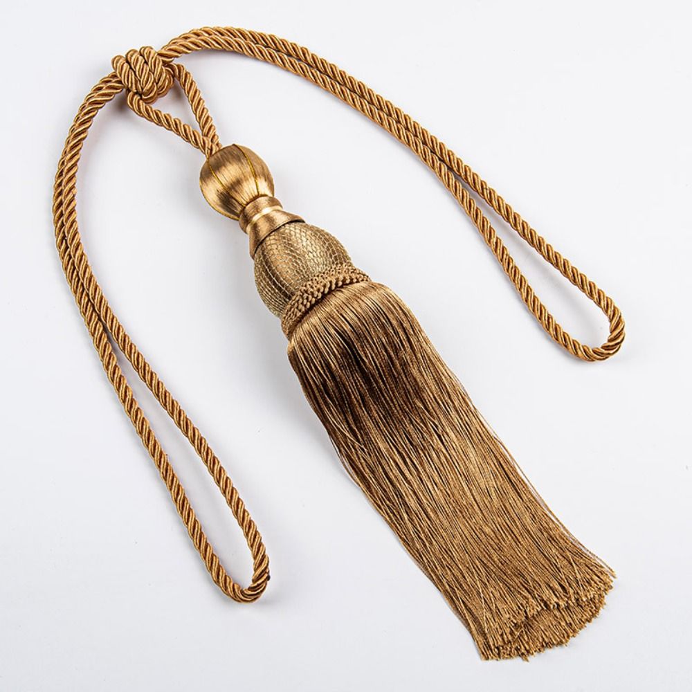 No Installation Curtain Tassels Tieback Polyester Yarn Punch-free Tassel Curtain Ties Gold Wire Hanging Ball Multicolor: Red