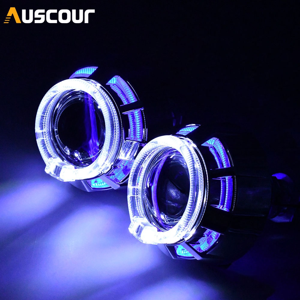 2.0 inch Moto h1 Car Bixenon Projector Lens with Dual LED Shrouds Mask H4 H7 hid xenon kit headlight modify