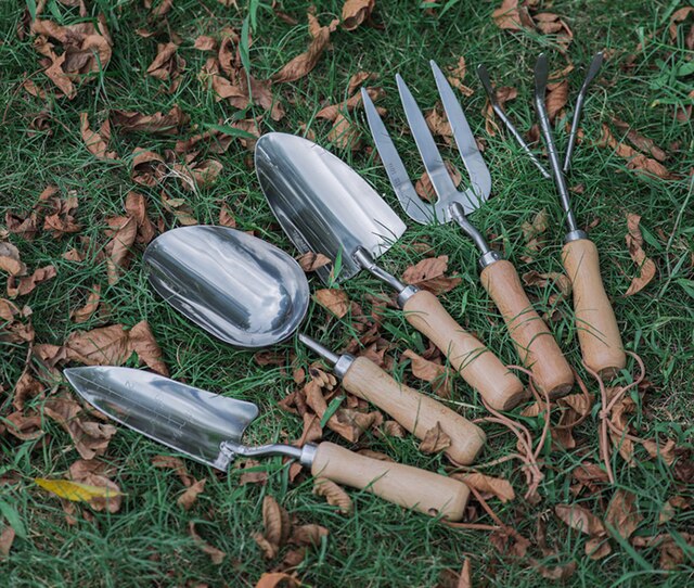 1/3/5 Piece Set 201 pala in acciaio inossidabile per uso domestico piante in vaso piantare all'aperto scavare sabbia allentando terreno attrezzi da giardino: R