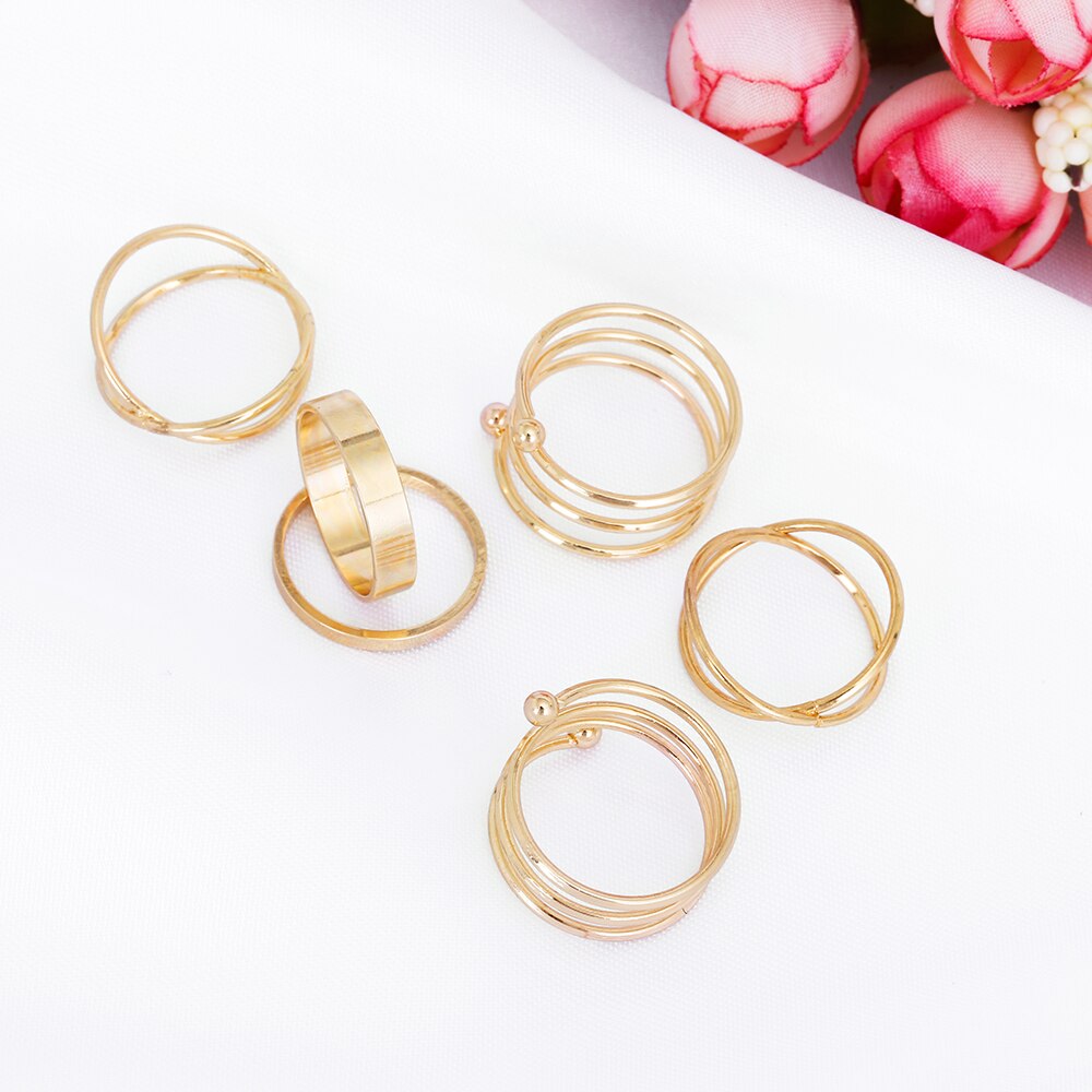 KISSWIFE Heißer Einzigartige Ring Set Punk Gold Farbe Knuckle Ringe für frauen Finger Ring 6 PCS Ring Set Beste