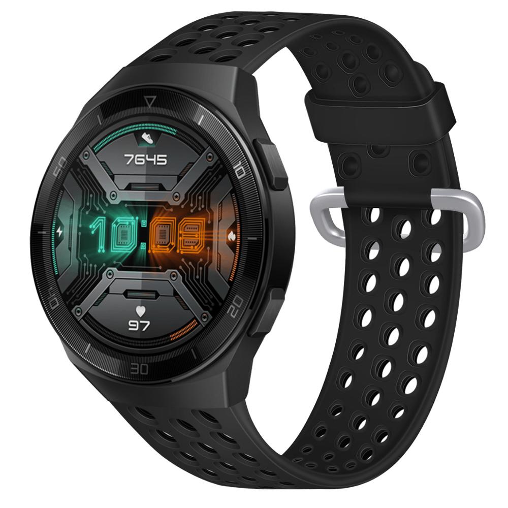 22mm armbånd silikon pustende reim huawei klokke  gt 2e bånd for huawei  gt2 46mm klokke rem erstatning armbånd tilbehør: Svart / For huawei  gt 2e