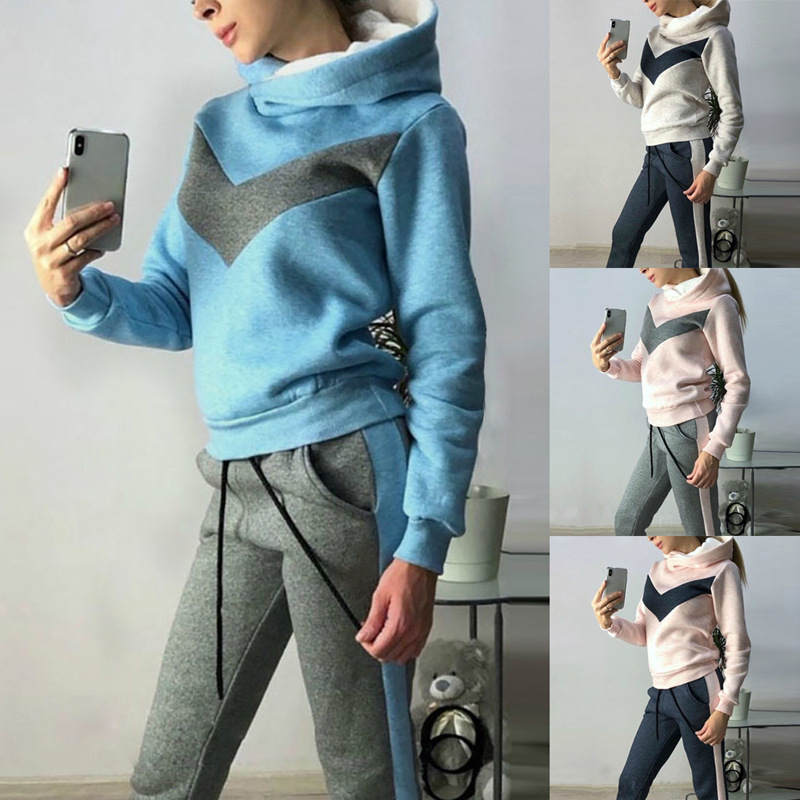 V style Suit Set Women Tracksuit Two-piece Style Outfit Sweatshirt Sport Wear