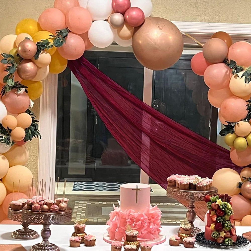 Vinröd bordslöpare ostduk gasväv rustik bohemisk ostduk bordslöpare bröllop möhippa födelsedagsfestdekorationer