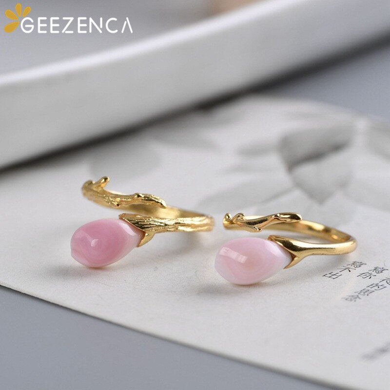 925 Sterling Zilver Roze Shell Magnolia Bloem Ring Oorbellen Ketting Sieraden Sets Vrouwen Originele Handgemaakte Craft Trendy