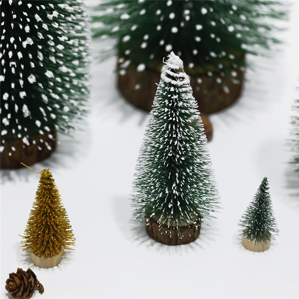 1pcs mini Christmas tree pine needle flocking stained white cedar desktop ornaments DIY shooting prop scene decoration рождество