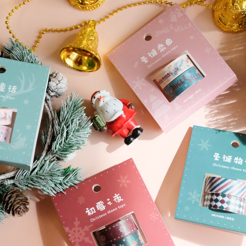 2 stücke Frohe Weihnachten Maskierung Washi Band einstellen Festival Dekorative Klebeband Decora Diy Scrapbooking Aufkleber Etikett Schreibwaren