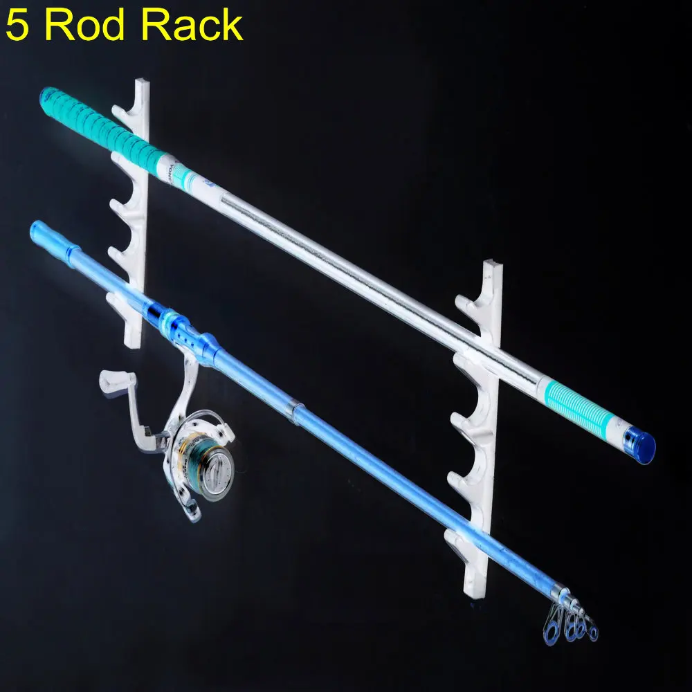 Plastic Horizontal Fishing Rod Holders 4 or 5 Rod Wall Mount Fit Garage &amp; Cabin &amp; Basement