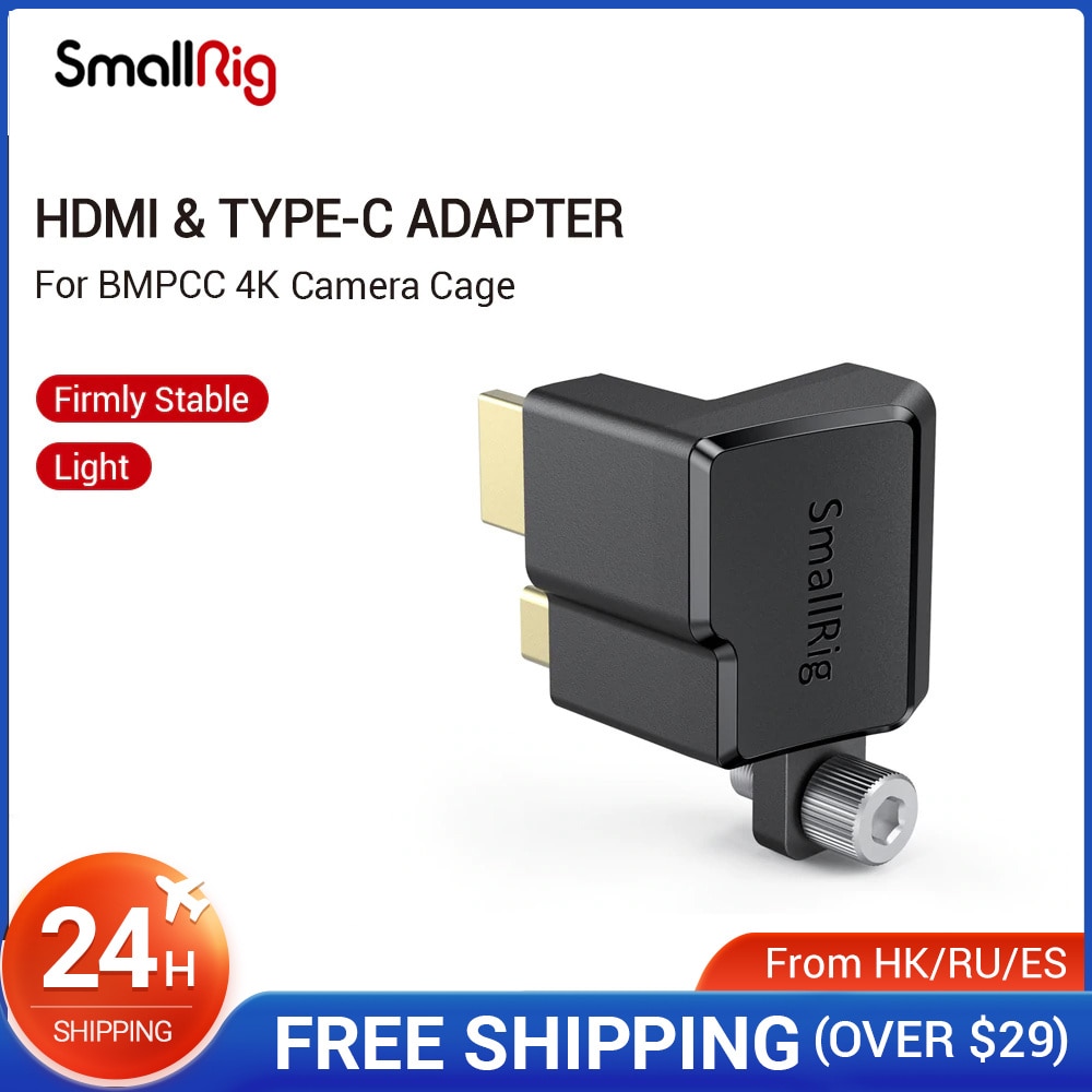 Smallrig hdmi & タイプcライトアングルアダプターbmpccため 4 18kカメラケージ/l-ブラケットクイックリリースケーブルクランプアダプタプレート-2700