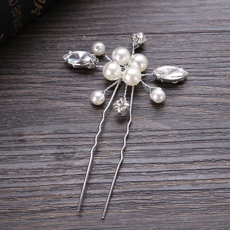 Wedding Crystal Pearl Hair pins For Silver Color Bridal Hair Accessories Women Hair Clips Many Wedding Hair Jewelry