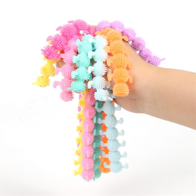 Tricky and funny toys tpr soft glue venting decompression toys unicorn caterpillar bracelet 1PCS Random Color