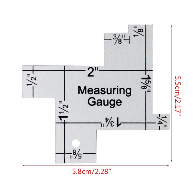 Multi-purpose Measuring Gauge Aluminum Ruler Irregular Sewing Ruler Thickness Measuring Gauge for Patchworks Quilting