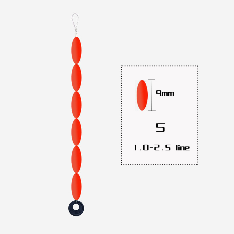 Sedal de pesca Oval Space Bean 6 en 1, cuerda Tipo XS S M L, tope de flotador, accesorios de aparejos, 60 piezas, 10 paquetes: Red-S-9MM