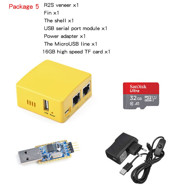 NanoPi R2S OpenWrt system RK3328 mini router dual gigabit port 1GB of large memory: Package 5