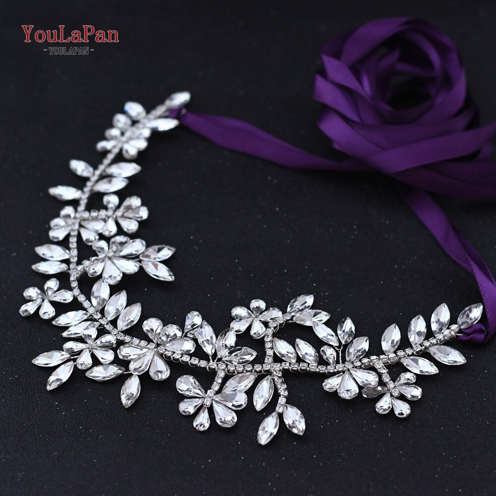 Topqueen  sh239 rhinestone bælter brude rhinestone bryllup bælter sølv bælter til kjoler brudepiger røde kjoler bælte til kvinder: Lilla bånd