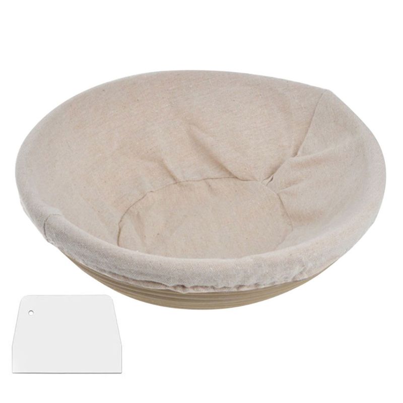 1 ensemble de panier à pain Banneton de 9 pouces avec doublure amovible et grattoir pour boulanger