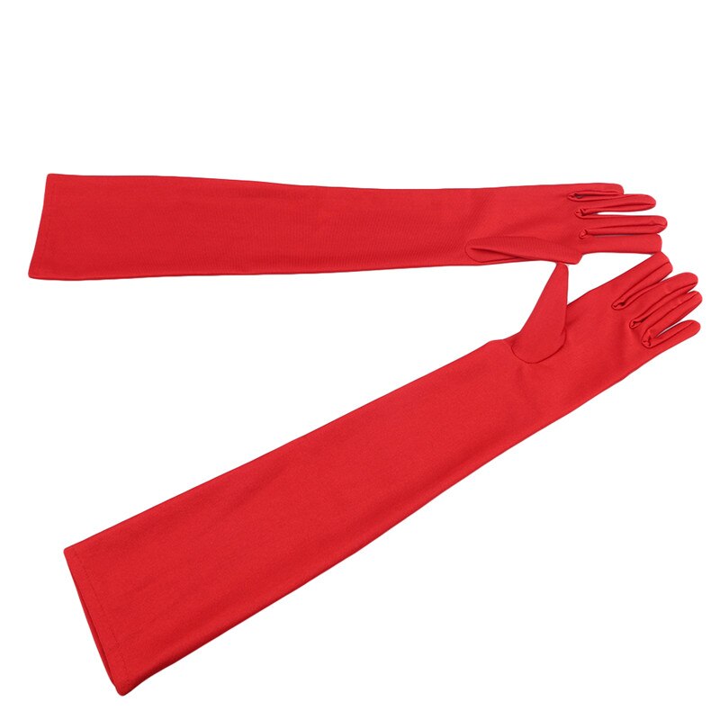 Frauen Handschuhe Lange Handschuhe Herbst Winter fest Farben Weibliche Satin- Oper Abend Party Prom Kostüm Handschuh: rot