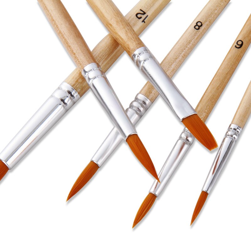 Juego de pinceles de nailon para pintura al óleo, Set de 12 unidades de pinceles para pintura al óleo para acuarela, dibujo acrílico, suministros de arte, diferentes tamaños