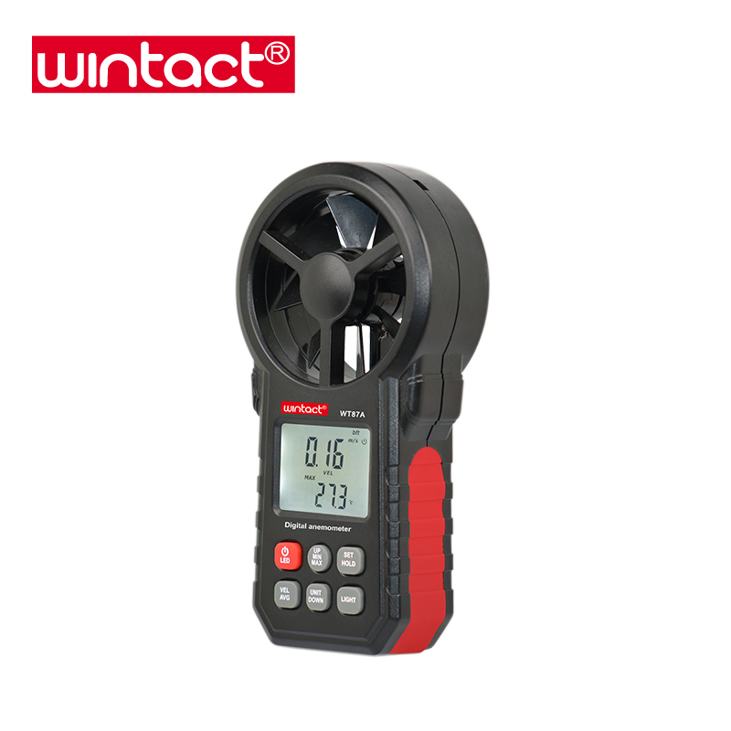 Wind temperature and wind speed meter with LED backlight and wind cold indicator