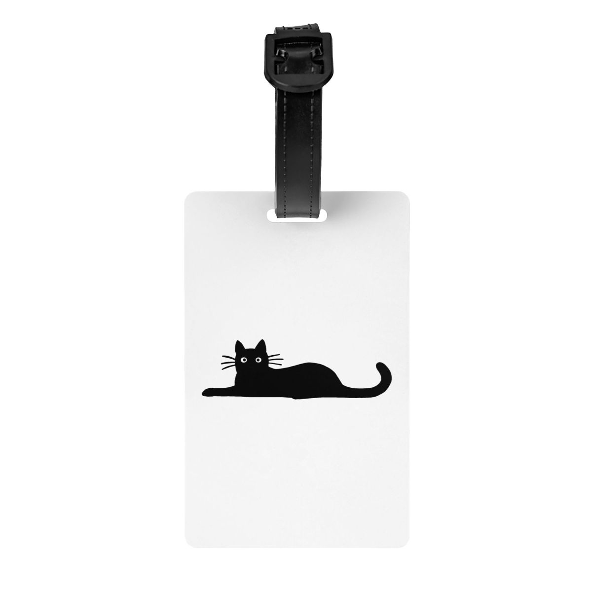 Leuke Zwarte Kat Bagagelabels Voor Koffers Grappige Bagagelabels Privacy Omslag Naam ID-Kaart: Black