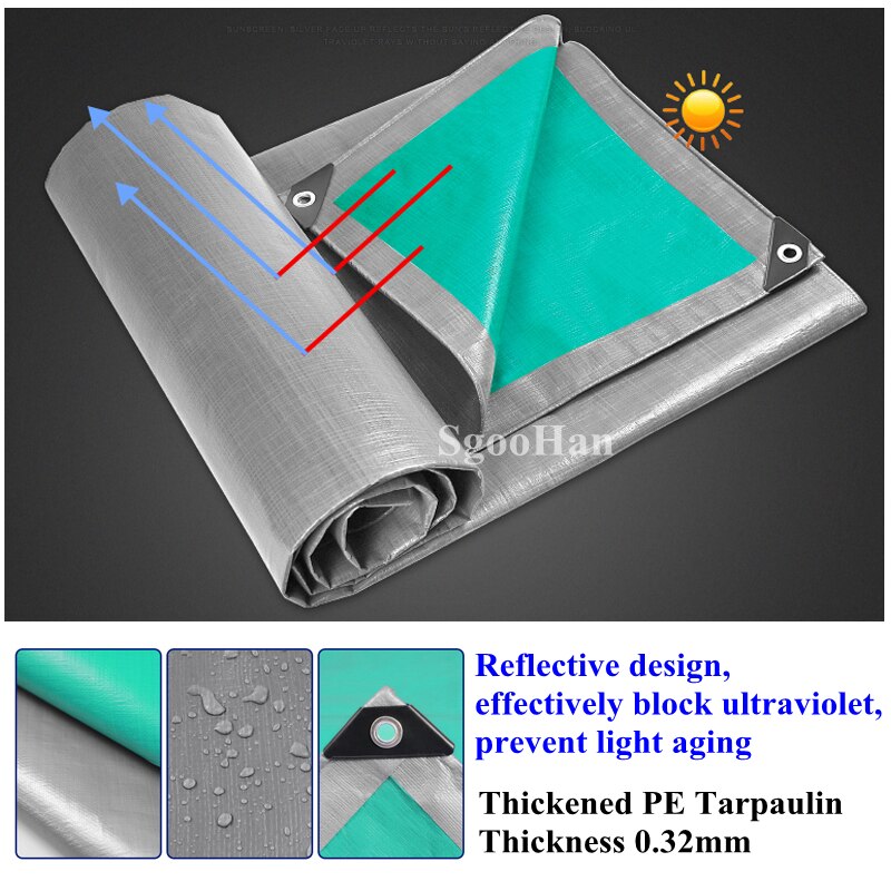 Canopys para camiones de 0,32mm PE, lona impermeable para jardín, toldo para exteriores, tela de sombreado para acampar, hoja de tierra, tela impermeable