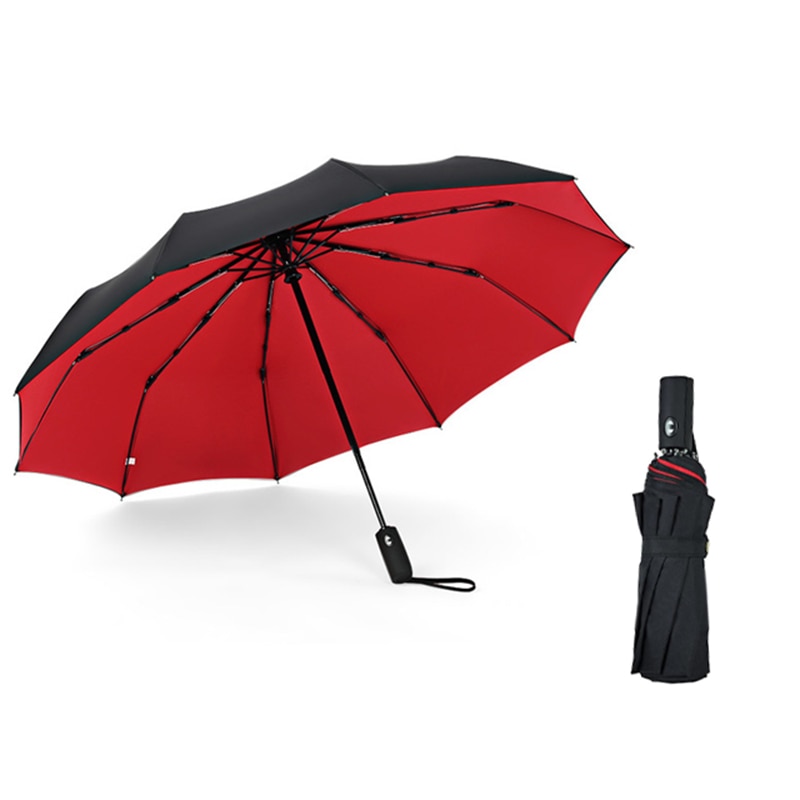 Three Folding Automatic Umbrella Rain Women Auto Luxury Big Windproof Umbrellas academy Men Double layer 10 Ribs Large Parasol