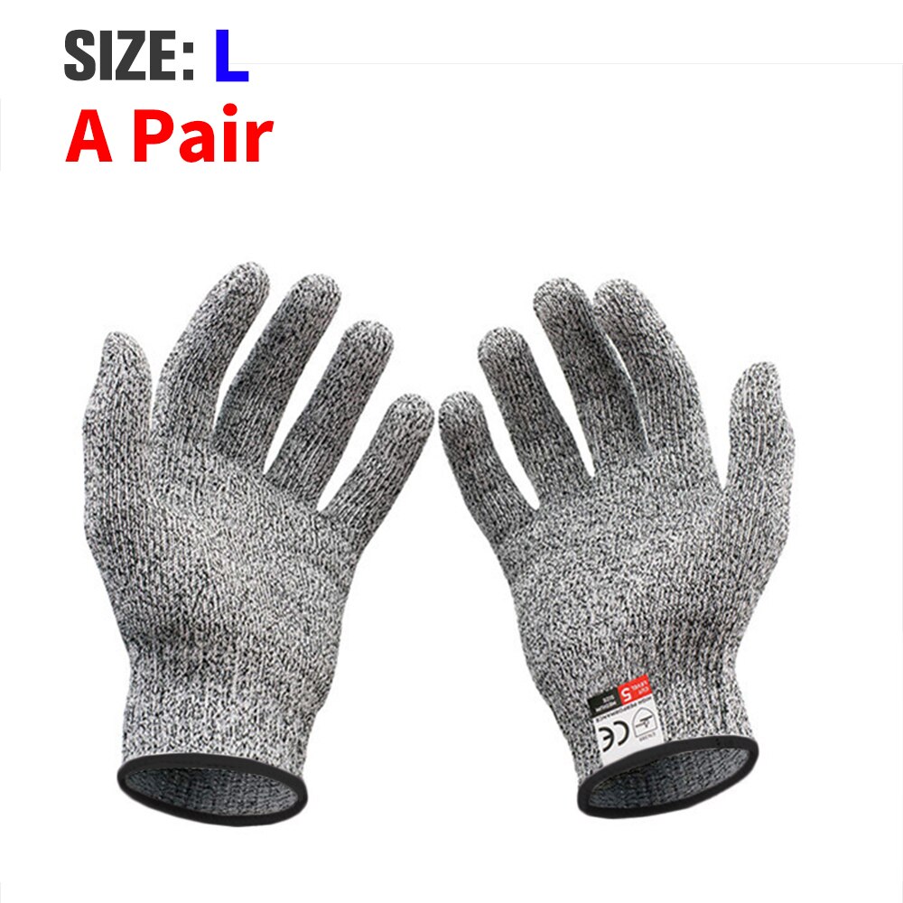 Guantes de seguridad de nivel 5 anticorte, resistentes a Cortes, alambre de acero inoxidable, malla metálica, para cocina, carnicero: L-1 Pair