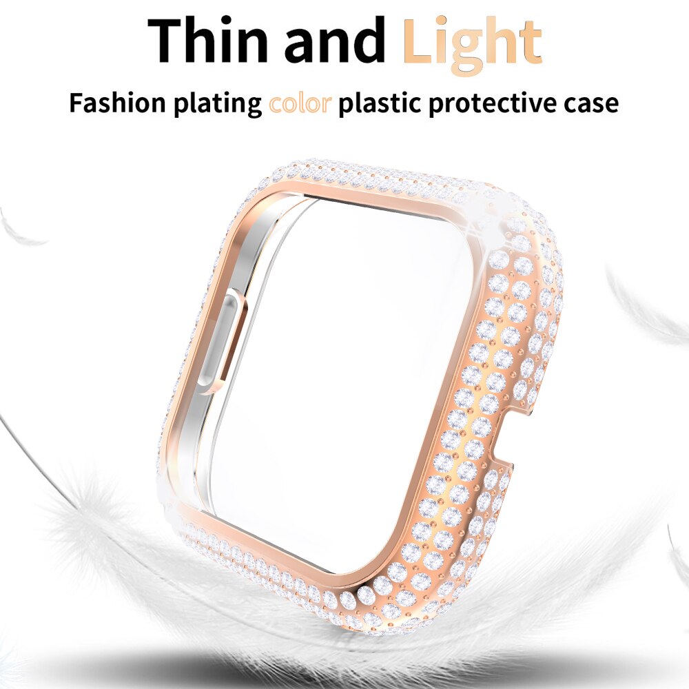 Coque de protection en strass pour Fitbit Versa 2 3 Sense, étui rigide scintillant pour montre, coque en diamant PC, cadre fin
