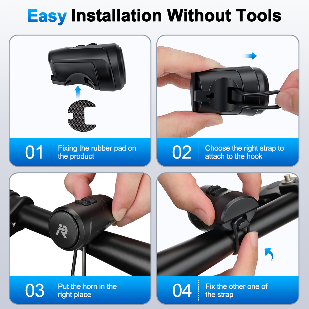 Elektrische fietshoorn Fietsbel 125DB Luide fietshoorn USB oplaadbare fietsbel voor volwassenen en kinderen Waterdicht