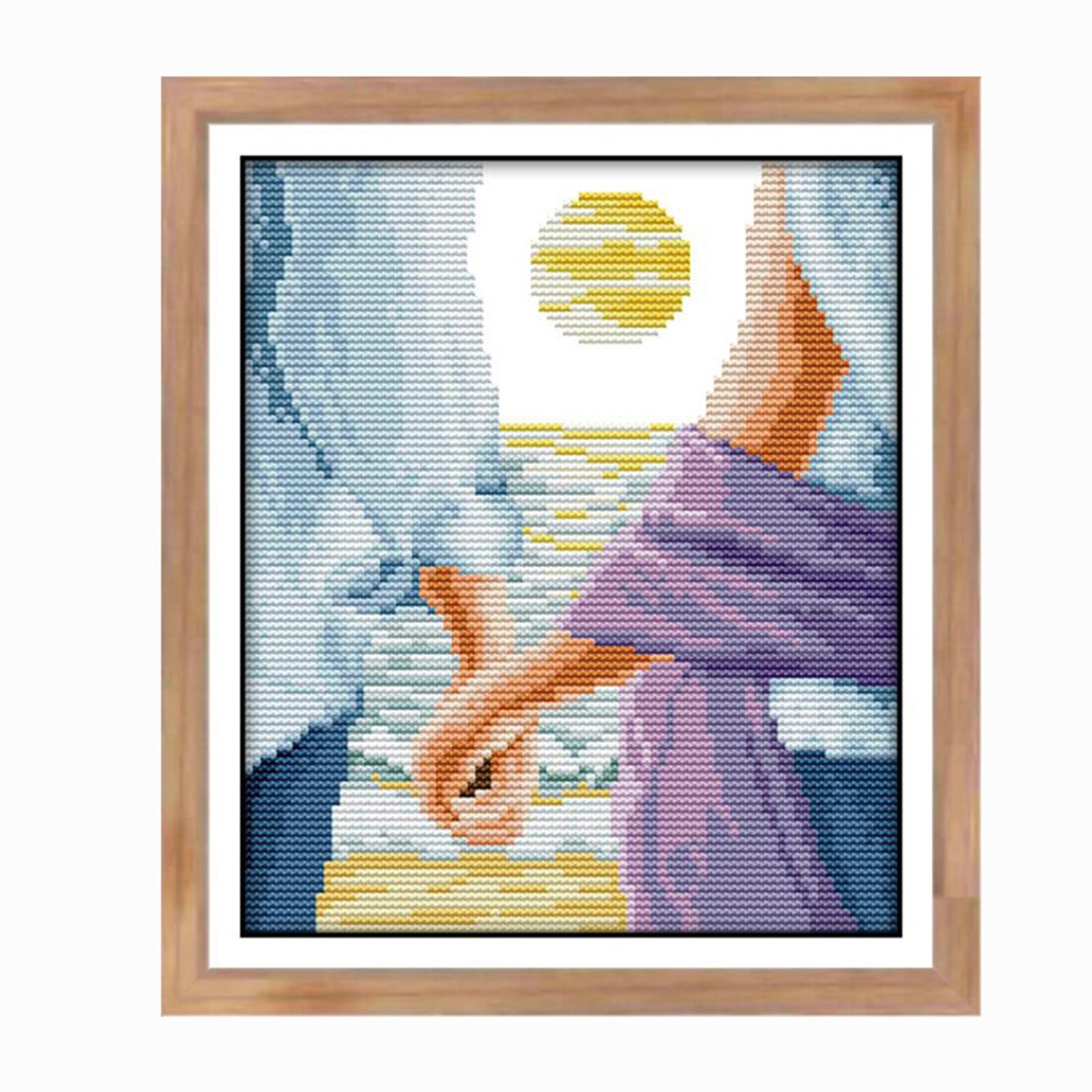 DIY Cross Stitch Stamped Kits Cross-Stitching Pattern for Home Decor, Fabric Embroidery Crafts Needlepoint Kit - Blue Love