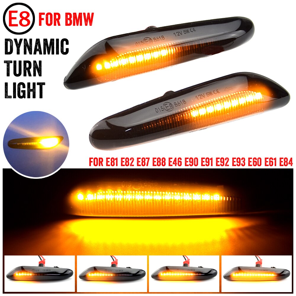 Dynamique Fluide Séquentiel LED feu De Position Latéral lampe Clair pour BMW E46 E60 E61 E81 E82 E83 E84 E87 E90 E91 E92 E93