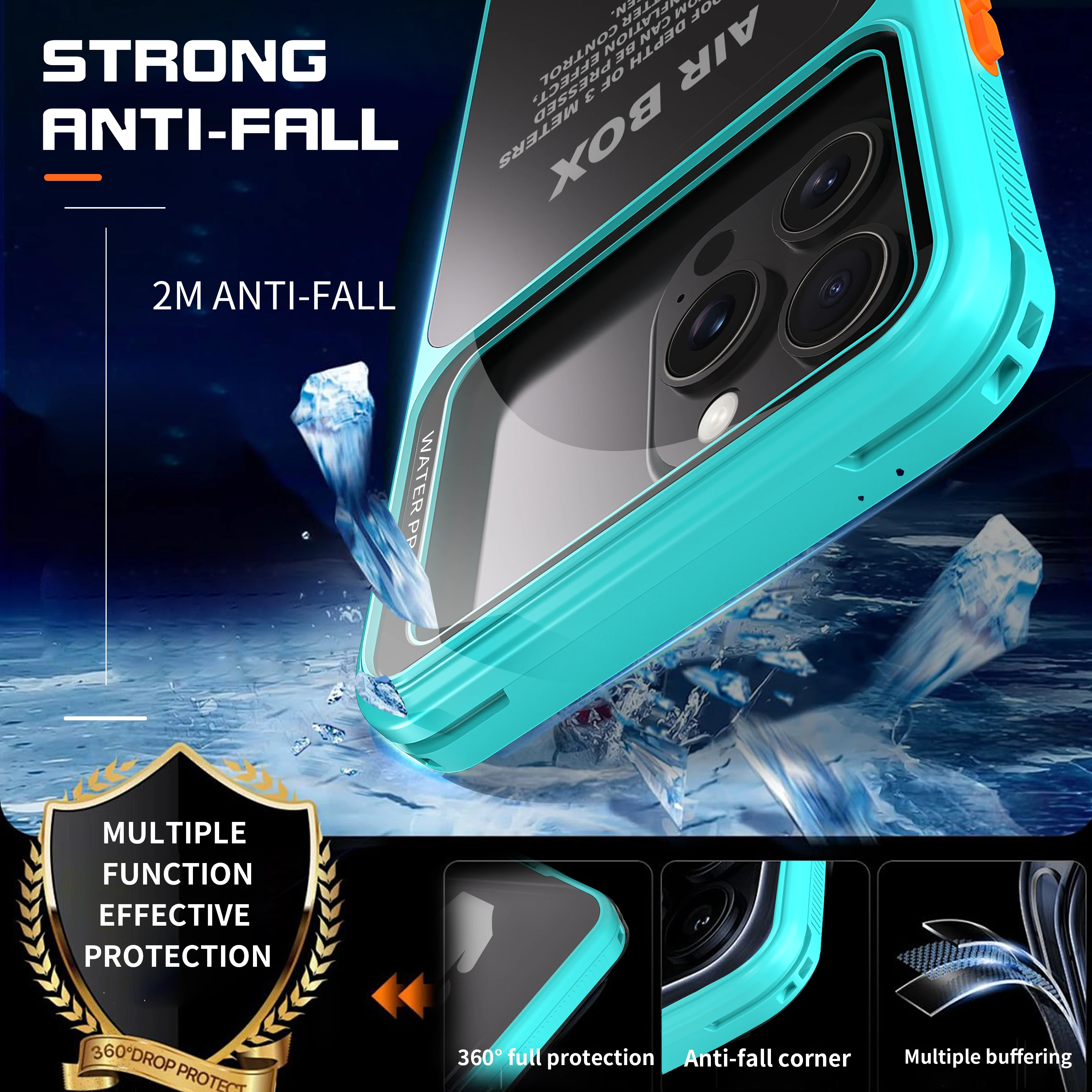 ShellBox IP68 funda impermeable para Apple iPhone 12 13 14 15 Pro Max Plus 360 caída de choque completa a prueba de polvo natación 5m fundas de buceo