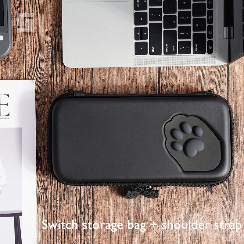 Nintend Switch Case Cat Claw CP Storage Bag NS Silicone Hard Shell Cover Box For Nintendo Switch Lite Game Console Accessories: Black Switch Case