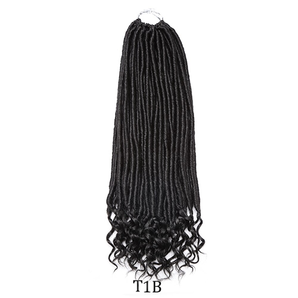 Lot Faux Locs Straight Crochet Hair Goddess Locs with Curly Ends 16 Inch Synthetic Prelooped Crochet Twist Hair Extensions: 20inch  T1B