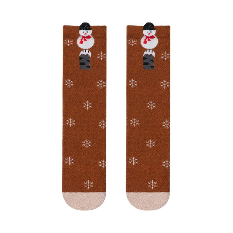 Bebê velo joelho meias meninas meninos natal sobre o joelho meias boneco de neve dos desenhos animados dot longo joelho meias antiderrapantes sola meias: C