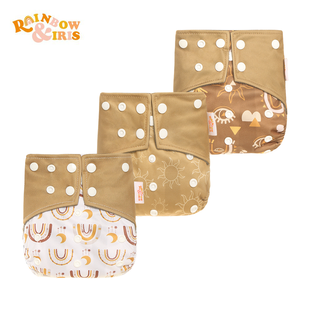 Rainbow&amp;Iris Removable Cloth Diapers Baby Diapers Washable Baby Diapers Button Diapers: white
