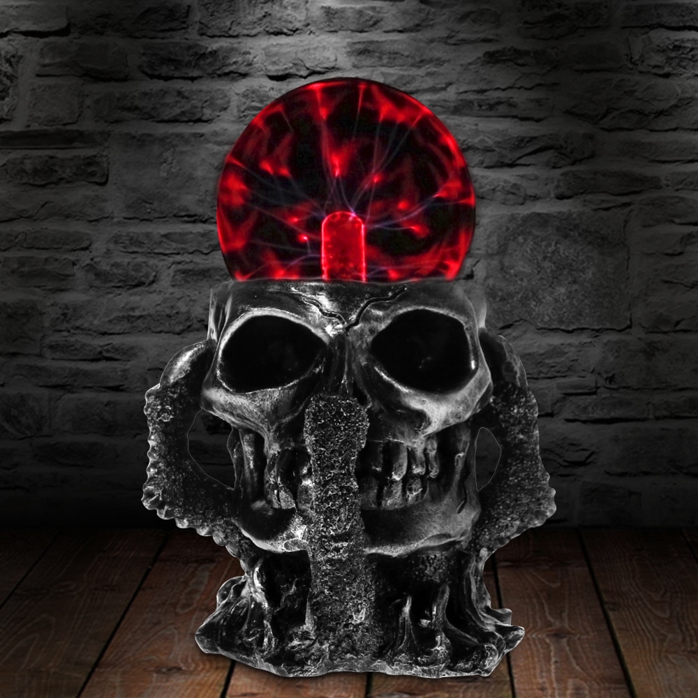 Black Skull Hand Tesla Glass Plasma Ball Resin Lighting Lamp Party magical Party Magical Ball Electrostatic Falshing Ball