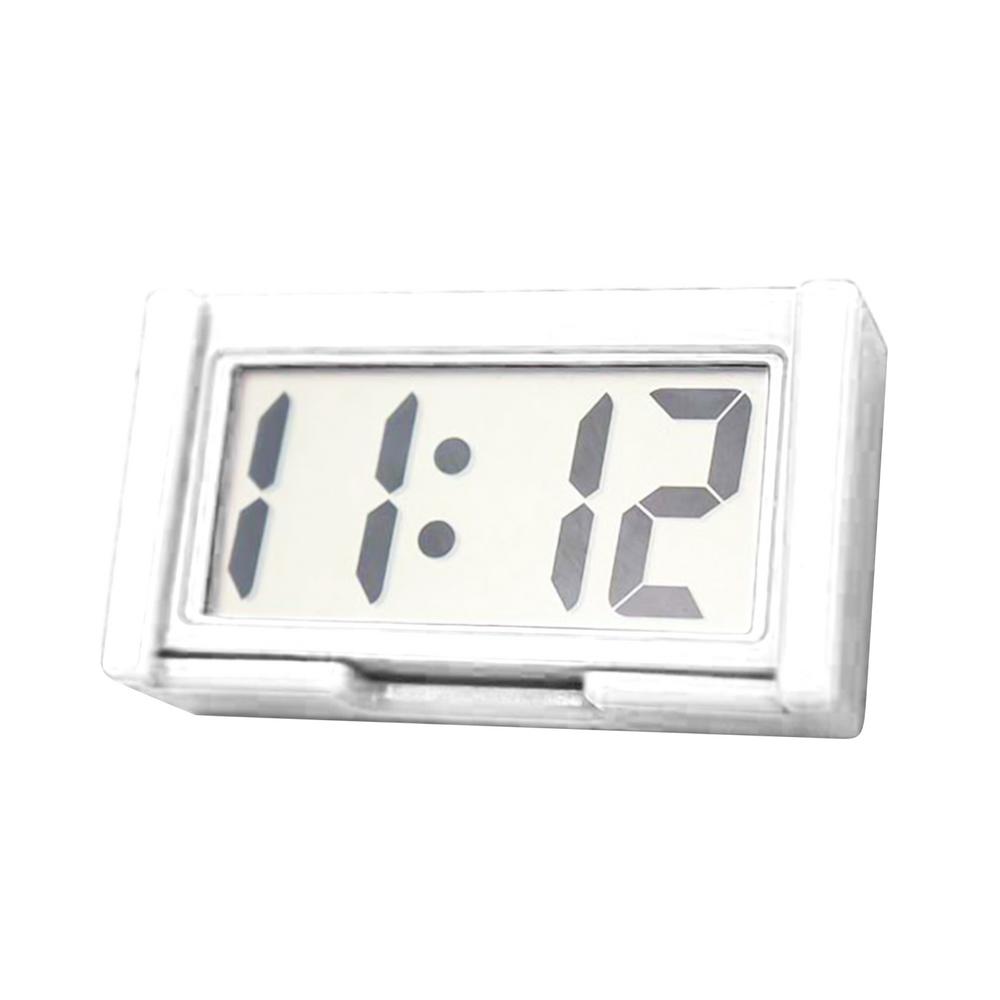 Mini horloge numérique décorative pour voiture, grand écran, Mini horloge de tableau de bord, ornement auto-adhésif, accessoires électroniques de voiture: BLANC