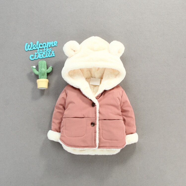 Jy Jongens Plus Fluwelen Gewatteerde Jas Herfst Winter Meisjes Effen Kleur Hooded Jas 2 Kleuren Tz03