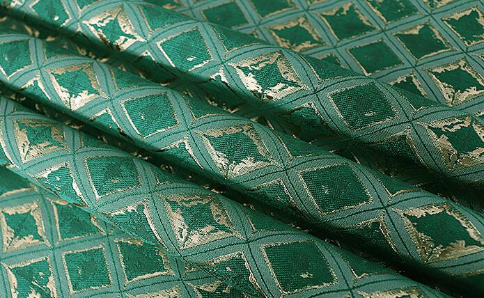 Geometri jacquard tekstil brokade polyester stoffer til pude og duge hjemmetekstiler: Grøn