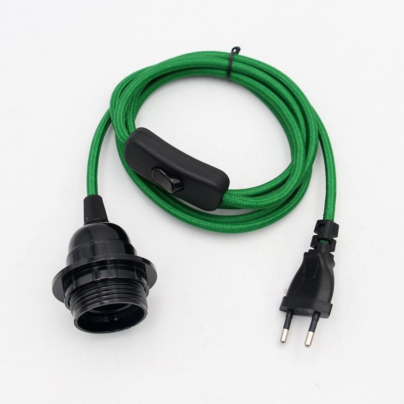 Cordon d'alimentation prise ue 220V AC, câble recouvert de tissu avec interrupteur marche/arrêt, support de lampe en bakélite E27, cordons enfichables pour suspension à monter soi-même: vert clair