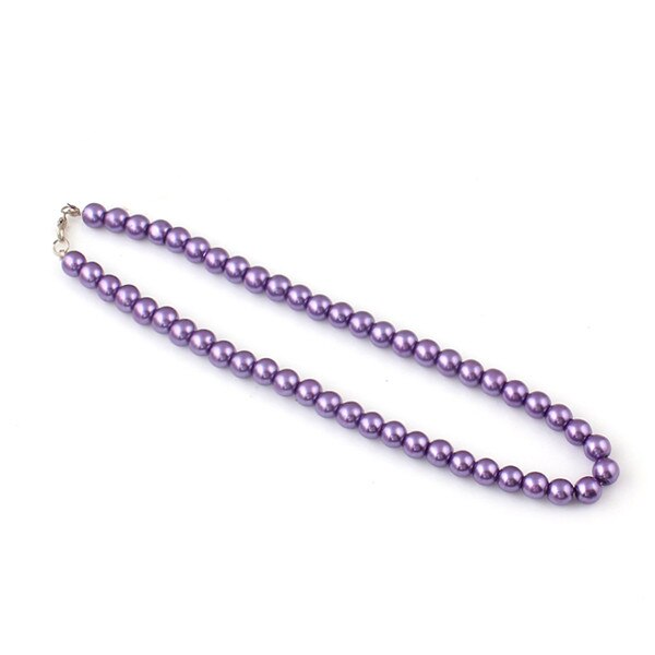 Delicate jewellery Clavicle Chain 8mm simulated Pearl Beads necklace Womens necklace Party: Purple