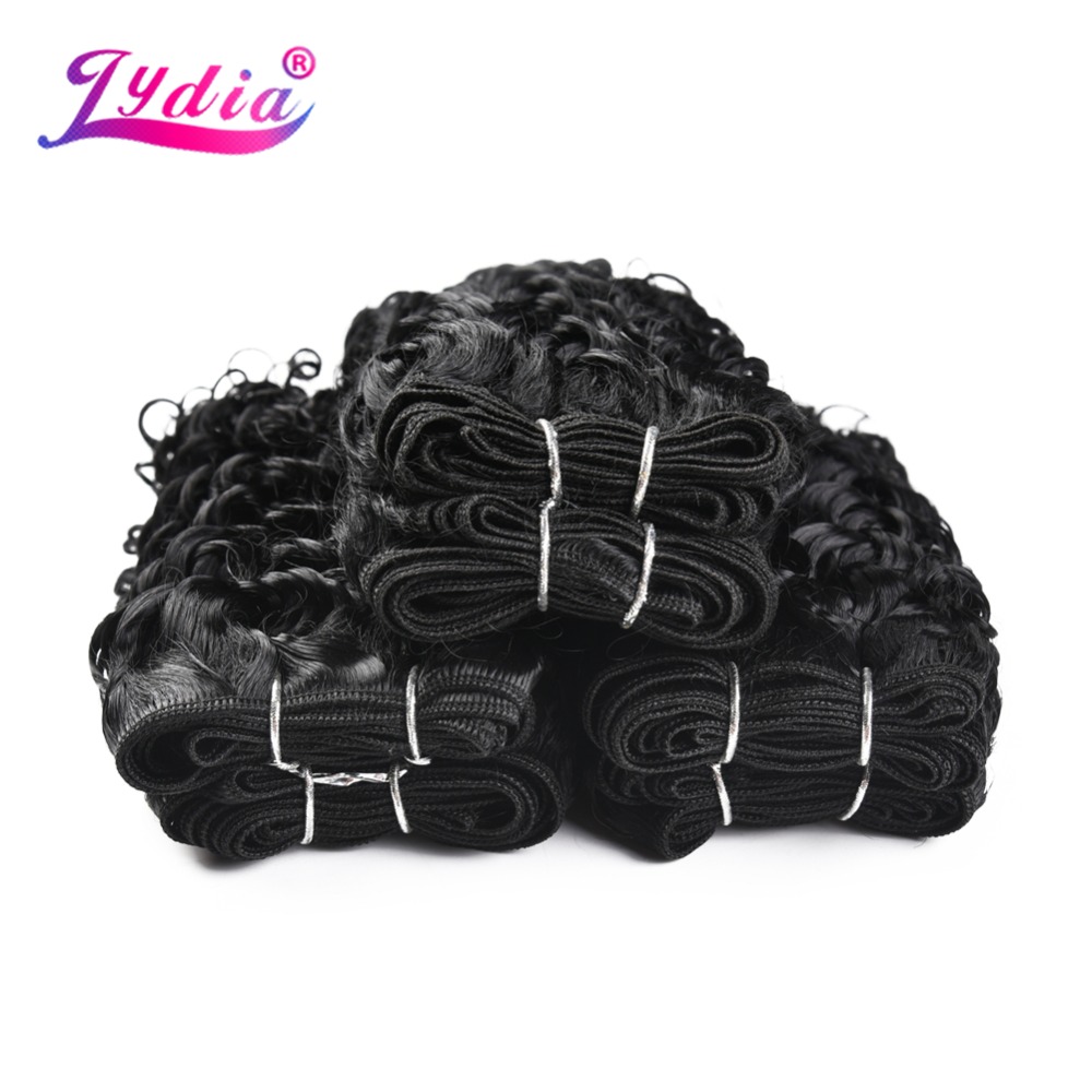 Lydia Synthetic Water Wave Hair Bundles 10 Inch 100g/Bundle Natural Black Pure Color Weave 3 Bundles/Pack Double Weft