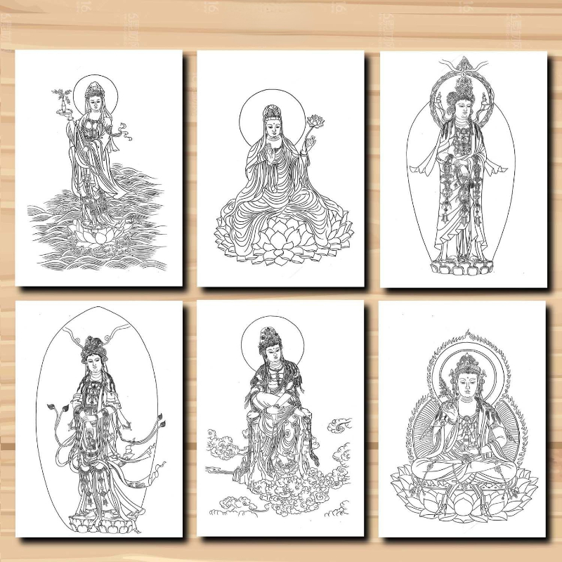 Meticulous Painting Line Drawing Manuscript Traditional Chinese Painting Flowers Birds Characters Animals Line Draft Rice Paper