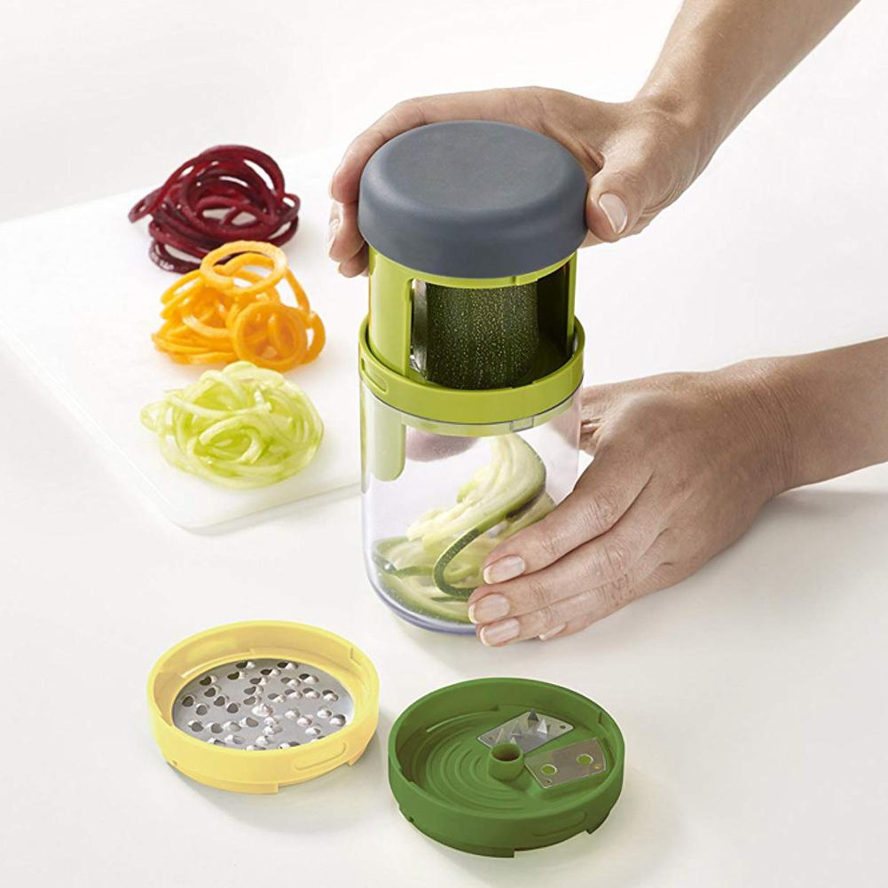 Râpe en spirale pour légumes et concombres | 3 en 1 à main, carotte concombre coupe-légumes, trancheur de fruits,