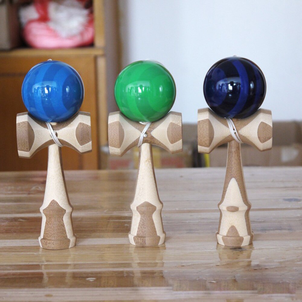 18.5cm bambus pu maling træ kendama bolde dygtig jumbo kendama snor udendørs jonglere spillebold legetøj til