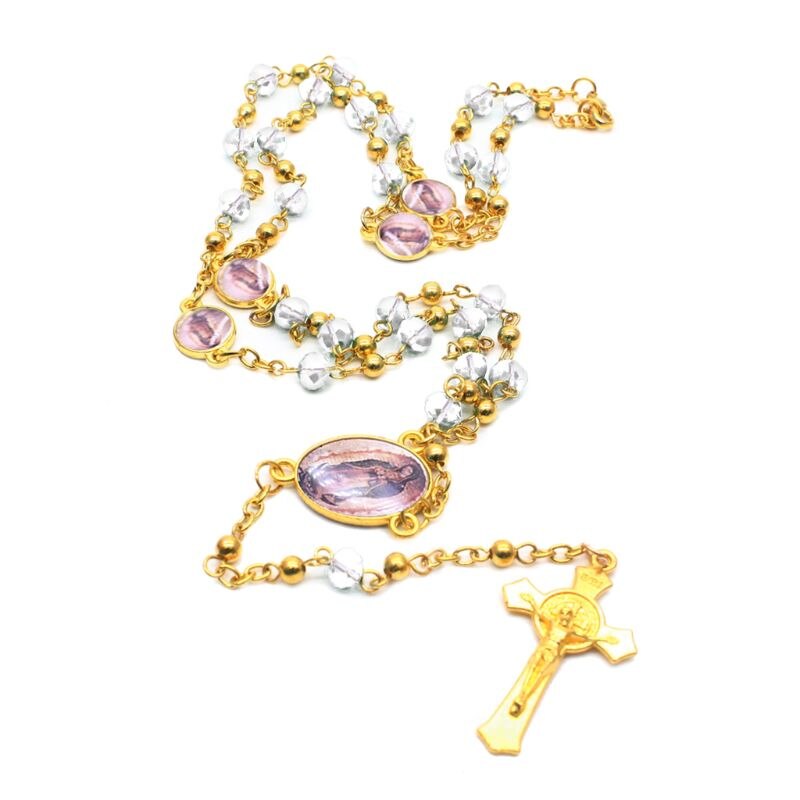 Kruis Hanger Rozenkrans Ketting Christelijke Religie Jezus Glas Kristal Ketting Sieraden Charm: 6