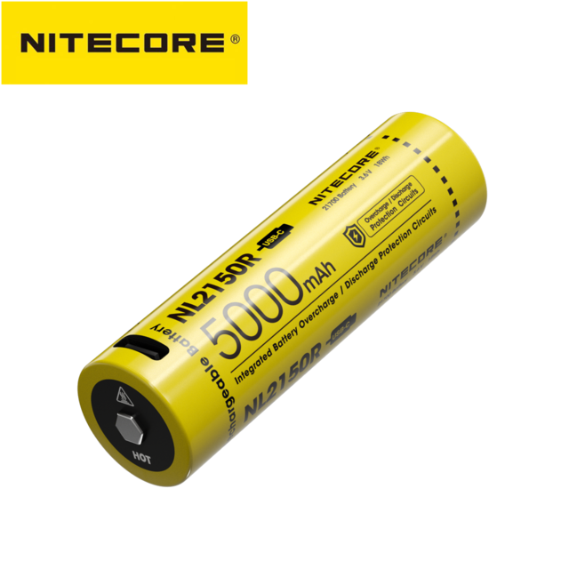 NITECORE NL2140R / NL2150R rechargeable battery 21700 USB-C 3.6V Li-ion 4000mAh 5000mAh Continuous current:Max 5A: NL2150R 5000mAh