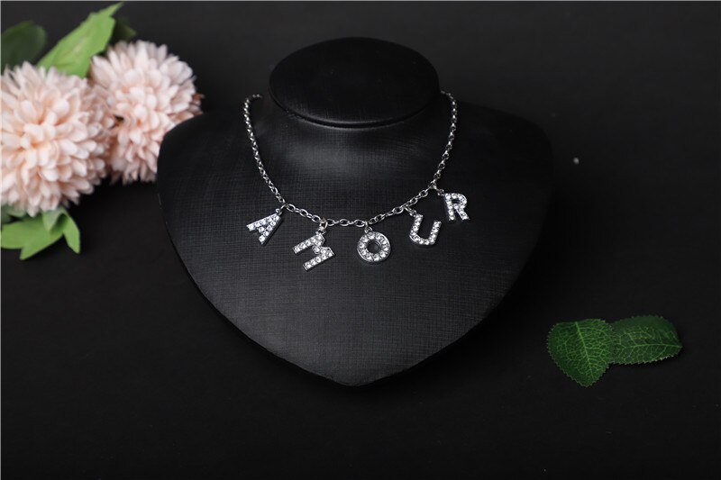 Hiphop DIY Cuban Necklace Rhinestone Letter Necklace Women Gothic Statement Necklace Jewelry Own Style: 15